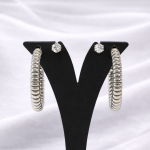 Silver Ribbed Hoop Stud Earring