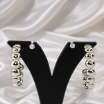 Silver Bead Hoop Stud Earring