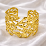 Gold Coral Cutwork Cuff Bracelet