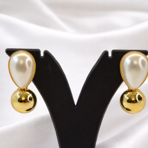 Pearl Drop Gold Stud Earring