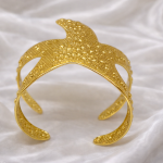 Gold Crescent Textured Cuff Bracelet