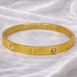 Gold Crystal Screw Bangle
