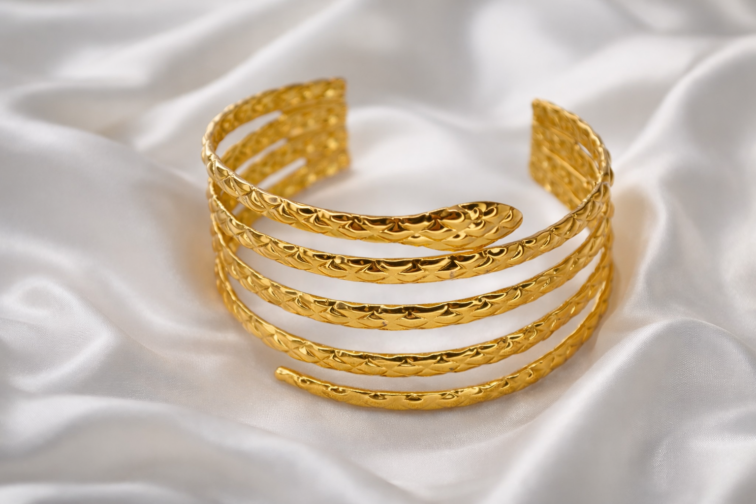 Golden Serpent Coil Bracelet