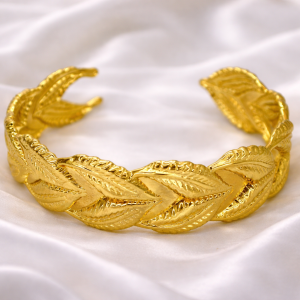 Golden Laurel Leaf Cuff Bracelet