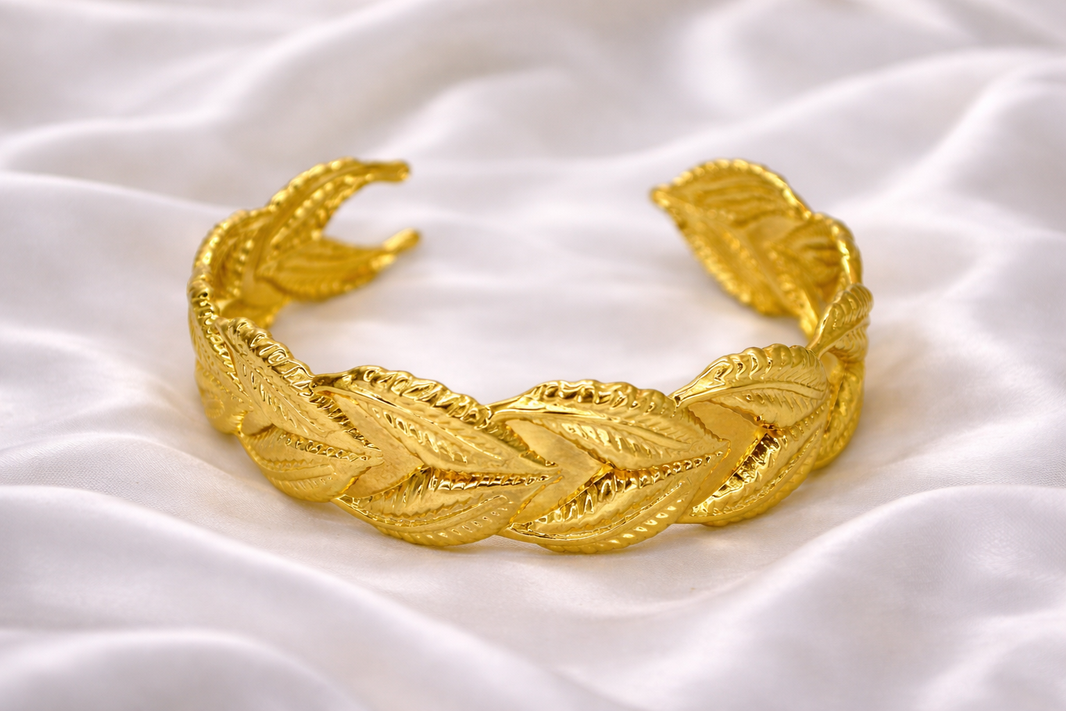 Golden Laurel Leaf Cuff Bracelet