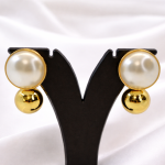 Classic Pearl Gold Drop Stud Earring (SIZE BIG)