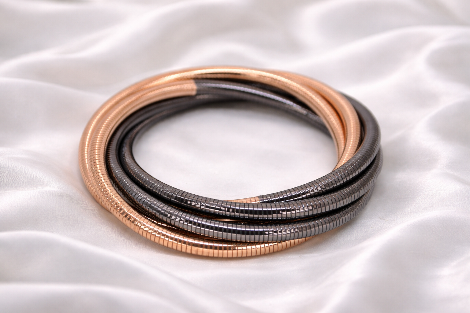 Duplet-Tone Coil Bangle Set