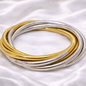 Two-Tone Coil Bangle Set