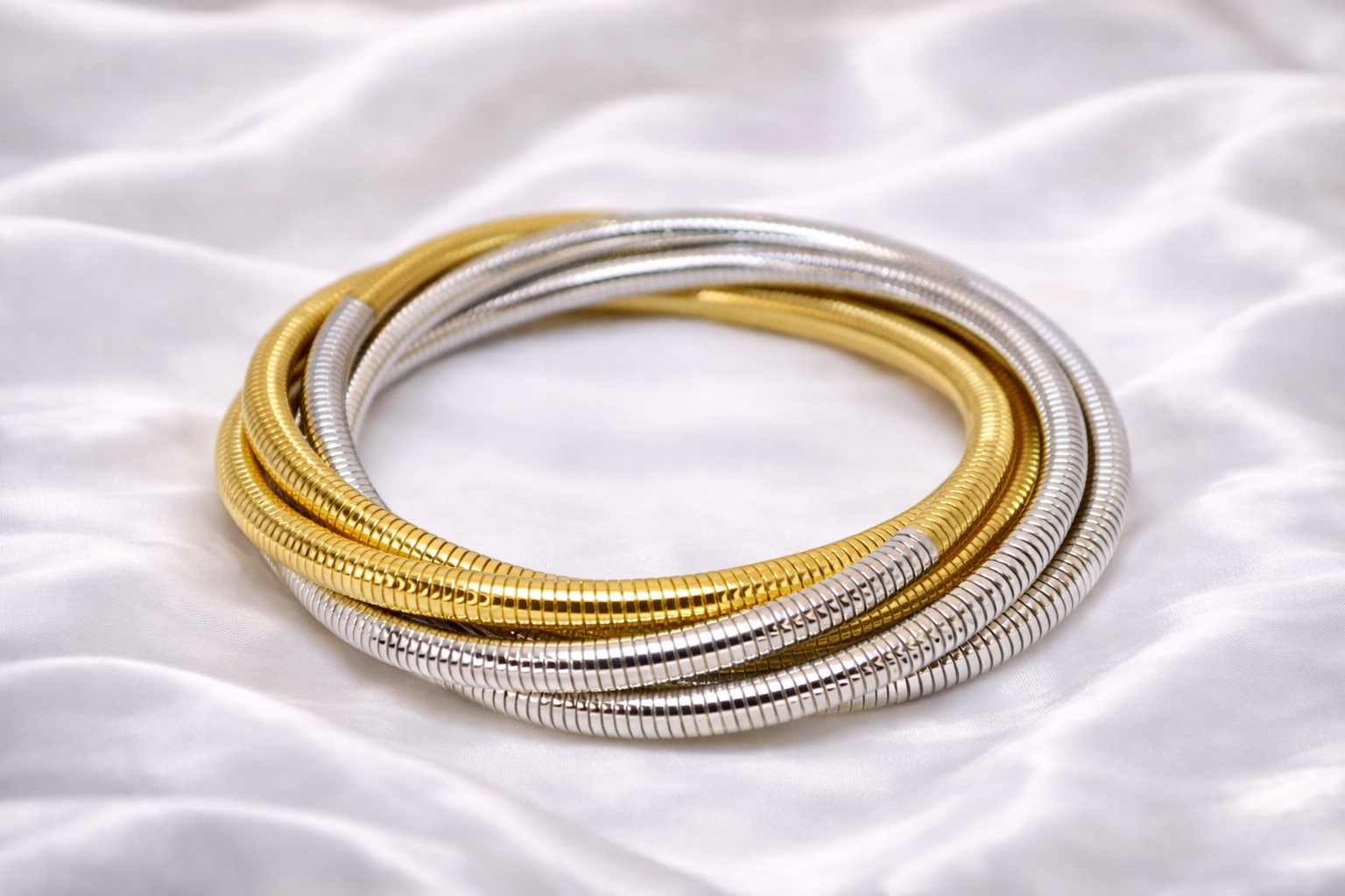Two-Tone Coil Bangle Set