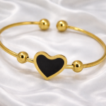 Black Heart Gold Open Bangle