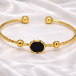 Black Disc Gold Open Bangle