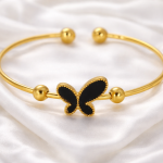 Black Butterfly Gold Open Bangle