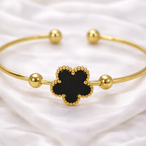 Black Clover Gold Open Bangle Bracelet