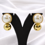 Classic Pearl Gold Drop Stud Earring (SIZE SMALL)