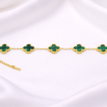 Green Emerald Clover Charm Bracelet