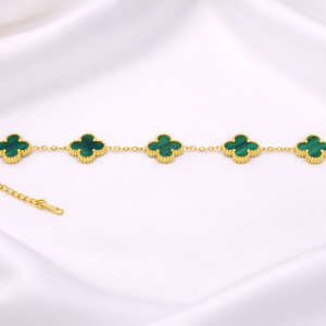 Green Emerald Clover Charm Bracelet