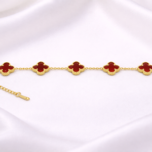 Red Crimson Clover Charm Bracelet