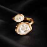 Elegant Gold Baroque Pearl Ring