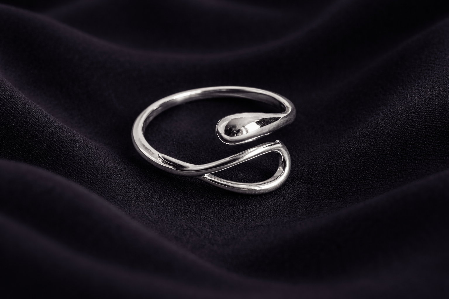 Fluid Drop Silver Ring